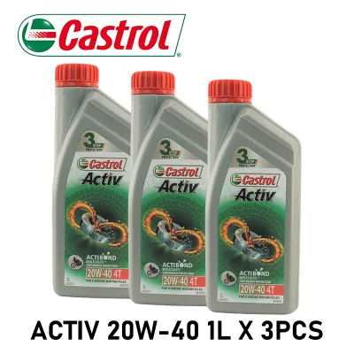 Castrol Activ 4T 20W-40 Motorcycle Engine Oil 1L with ActiBond Molecules 3 Step Protection for 4-Stroke Motor Bike 100% original