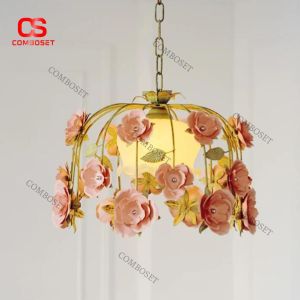 Đèn Thả Trần Hoa Kim Loại Vintage Nhẹ Nhàng Trang Trí Không Gian Nữ Tính