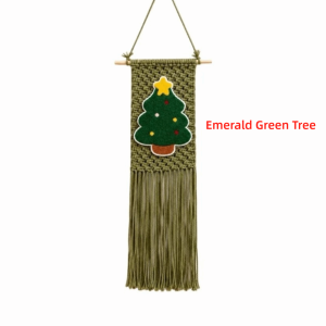 DIVATEN 25x60cm Christmas Tree Wall Hanging Tassel Fringe Woven Texture Mini Wall Hanging Gifts Bohemian Style Christmas Tapestry Woven Wall Decor