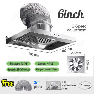 Stainless steel range hood with lights wall-mounted ventilation fan powerful kitchen exhaust fan