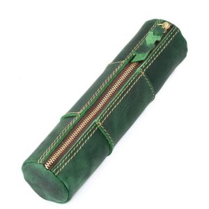 MMLUCK Da bò thật Hộp đựng bút bằng da Retro Làm thủ công Túi đựng đồ Túi đựng đồ Di động Túi đựng bút bằng da Đồ dùng học tập