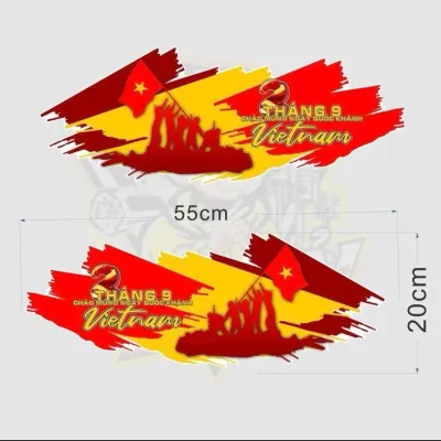 Tem dán xe VF3 chào mừng ngày quốc khánh Việt Nam2-9nhãn dán ôtôchất liệu decal 3 lớp