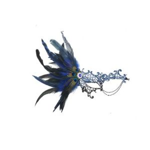 MIA ดีไซน์ขนนก ลูกไม้ครึ่งหน้า คอสเพลย์ รูปแบบที่มีเสน่ห์ ขนนก ตลก งานพรอมแฟนซี งานเลี้ยง งานเฉลิมฉลอง