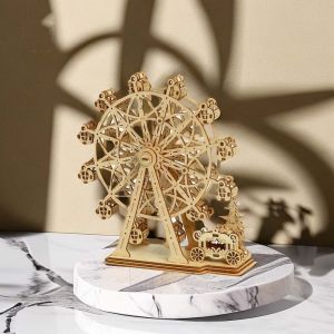 BABYBANG Rotatable 3D Rotatable Ferris Wheel Assembly Toy Ferris Wheel Assembly Toy DIY 3D Rotatable Ferris Wheel Toy Model Building Kits Wooden Wooden Rotatable Ferris Wheel Toy Birthday Gift