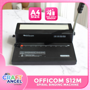 Officom S12M Spiral Coil Binding Machine A4 Binder HeavyDuty with 20 Coil Rings Perfect for Notebooks Documents&Reports