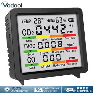 Portable Real-Time Detector TVOC Temperature Humidity CO CO2 Detection Portable CO2 Monitor for Home Hotel Office Car