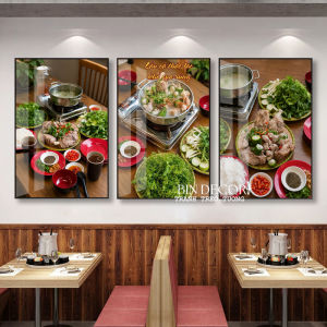 (ẢNH THẬT) Tranh treo tường lẩu khổ qua rừng cá thác lác trang trí decor quán nhà hàng