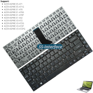 KEYBOARD LAPTOP ACER ASPIRE E1-472 E1-472G E5-411 E5-411G ES1-420 ES1-421 ES1-431 ES1-511 NOTEBOOK