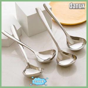 danux Stainless Steel Big Head Round Spoon Net Red en Dinner Long Handle Stirring Dessert Spoons For Kitchen Accessories Gadgets