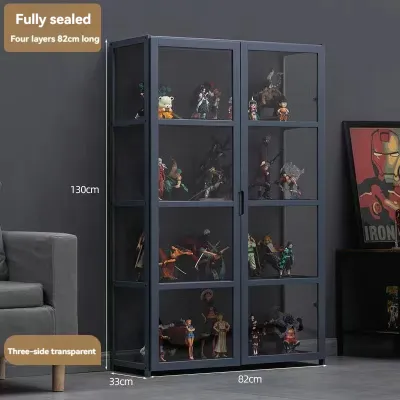 4/5Layer Bamboo Display Cabinet Acrylic 3-sided Transparent Glass Can Be Stored/toys/dolls for living room display