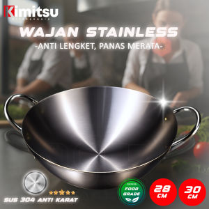 Kuali Stainless 304 Anti Lengket Kimitsu - Kapasitas Besar Handle Tahan Panas Lapisan Anti Karat - 30CM