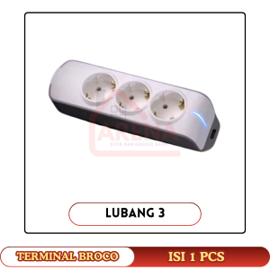 Broco Terminal Stop Kontak Socket Arde Colokan Broco Stopkontak Lubang 3 Miring + Lampu Broco 15336