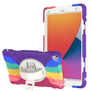 Suitable For Apple Flat Protective Shell Silicone-proof Childrens Anti-falling Shell Rainbow Contrast Ipad Shell