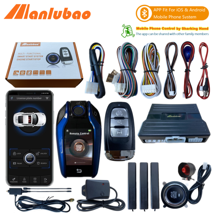 Manlubao APP Control Car Liquid LCD Key AntiTheft Vibration Alarm Engine Start &Stop Keyless