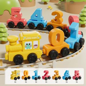 YOUSHI TOP 7Pcs Plastic ic Number Train Set with Numbers Early Education Childrens Assembly Toy Car Digital Engine Car Montessori Digital Learning Educational Toys Kids Toddler