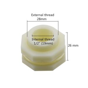 4PCS PVC Bulkhead Fitting 1/2‘’ 3/4‘’ Plastic Water Tank Pipe Connector for Fish Tank Rain Barrels