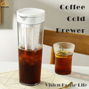 Vision 1100ml Cold Brew Coffee Pot with Built-in Strainer Ice Brewed Water Bottle Cold Coffee Pitcher Filter Coffee Pot Large-capacity Cold Brew Maker Drinking Utensils