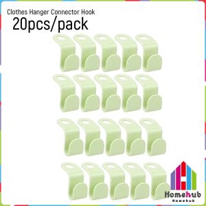 HB 20pcs/pack Clothes Hanger Connector Hooks Space Saving Wardrobe Closet Storage Holder Rack