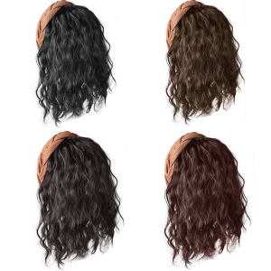 Natural Synthetic Fiber Wavy Wigs Headband Hairpiece for Women Fashion Curly Hair Extension Haircover for Quick Hairstyle