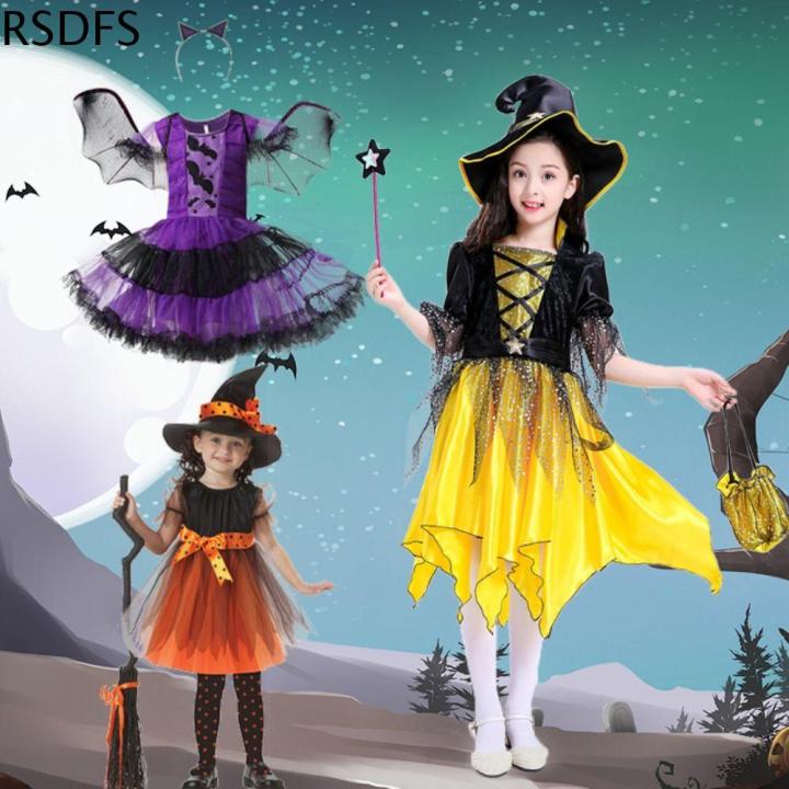 RSDFS with Witch Hat Halloween Witch Costume Clothes Glittery Mesh ...