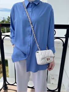 Kemeja Wanita Crinkle Airflow Polos Size M L XL