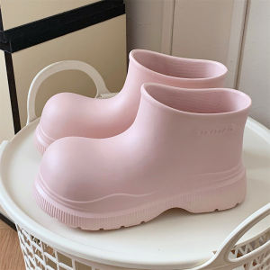 New Wide Toe Rain Shoes Womens Pink Galoshes Waterproof Ankle Rain Boots Woman Korean Style Loose Rainboots Water Shoes Ladies2026