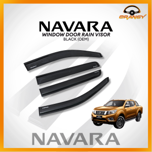 Nissan Navara 2016 to 2025 INJECTION / OEM Type Window Door Rain Visor Black Thailand Quality ( Car Accessories )