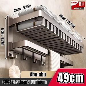 Rak Kamar Mandi Tempel Handuk Gantungan Tempat Rak Dinding Tempel Rak Handuk Serbaguna Paduan Aluminium Rak Aesthetic Serbaguna Penyimpanan Toilet