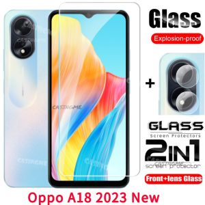 2023 Oppo A18 Film 2 in 1 Screen Protector For OppoA18 Oppo A 18 A18 18A A 18 4G 5G 2023 Full Cover Tempered Glass Front Film Back Lens