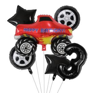 Paket Balon BLAZE AND THE MONSTER MACHINE Angka B / Dekorasi Ulang Tahun Hotwheels Race Car Mobil Truk