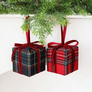 PHANT Foam Christmas Tree Hanging Decorations Plaid Velvet Christmas Tree Gift Bag Holiday Christmas Gift Bow Christmas Decorations Christmas