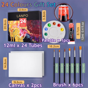 SG Ready Stock/Duo Aroma /Colors High Quality Acrylic Painting Set Gift Set Brush Canvas Palette