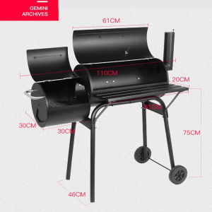 <𝙇𝒂𝙯𝑺𝙜𝑴𝙖𝒍𝙡> Large Outdoor BBQ Grill With Electric Rotisserie 5-15 Persons Camping Smoker Grill Charcoal Barbecue Grill Easy To Move