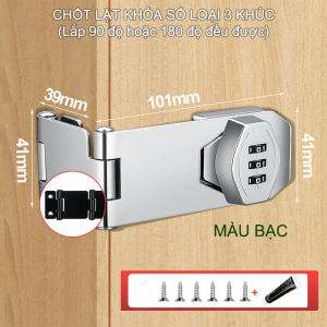 Khóa số kiểu lật 3 khúc cho hòm tủ tài liệu ngăn kéo bàn cửa các loại bằng thép mạ chống gỉ (góc 90-180 độ đều được)