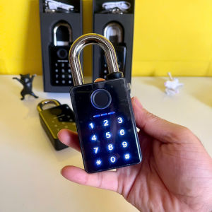 Ổ Khóa Vân Tay đèn Led cảm ứng 5 cách mở khóa Cài App điện thoại - T0590