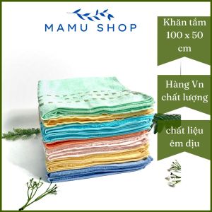 Khăn tắm lớn cotton cao cấp mềm Mamu shop 100 X 50cm 200g M24