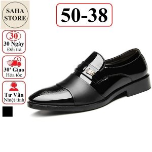 Giày tây công sở derby SAHA132 giầy nam đen âu trơn đẹp cao cấp buộc dây