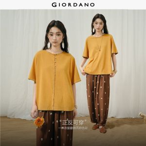 Giordano Women Two-way wear rolled trim short sleeve tee Free Shipping 18326309