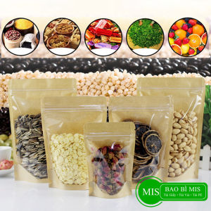 100 Túi zip vàng mặt kính MIS nhiều kích thước loại 1 Túi zipper giấy kraft một mặt kính trong suốt