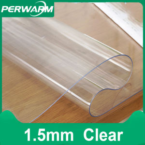 (1.5mm Clear Round)PVC Clear Crystal Protector for Dining Room Table-1/1.5/2/3mm Thick All Size Customizable Waterproof Oil Resistant Soft Glass Desk Plastic Protective Pad Kitchen Wood Grain Vinyl Tablecloth Cover Anti-scald Anti-oil