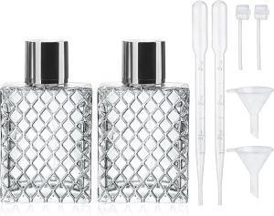 Bộ 2 chai xịt nước hoa YU FENG dung tích 100ml/34oz có thể đổ thêm nước hoa.    Lọ thủy tinh trong suốt họa tiết hình kim cương vòi phun sương mịn lọ đựng nước hoa rỗng bình xịt tinh dầu và nước hoa du lịch.