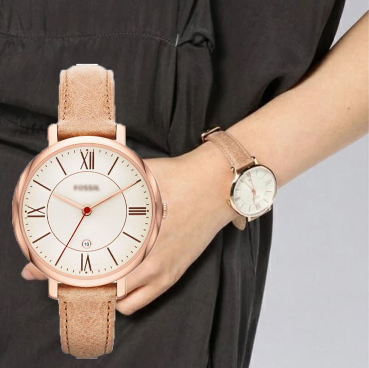 Real Photo Original Fossil Women s White Dial Sand Leather Strap ES3487 WATCH Jam Tangan Wanita Lazada