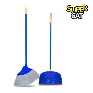 [1045] ไม้กวาดสีเงินพร้อมที่โกยผง SUPERCAT
