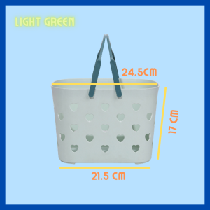 [Ready Stock] Toiletries Basket Bath Basket Love Design with Handle Bakul Mandian 浴室篮子