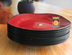 PIRING PLASTIK 1 LUSIN MURAH / 12 PCS PIRING MAKAN PERSEGI 9 INCHI TEBAL /BAYAR DITEMPAT / COD