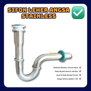 Sifon Leher Angsa Wastafel Pencet Tekan On Off Pop Up Afur Air Stainless Pipa Saluran pembuangan air Sifon angsa SS Alphard