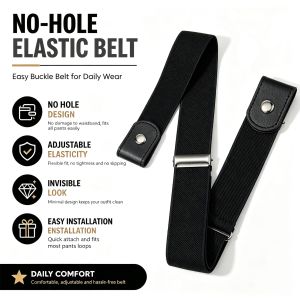 Canvas Buckle Free Lazy Belt No Trace Elastic Invisible Waist Belt for All Type Pants