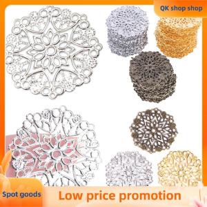 ✨QK shop✨ 50PCS Bronze Filigree Flower Connectors Crafts DIY Jewelry Making Accessories