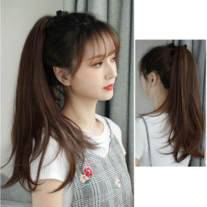 45cm/55cm Women Long Straight Strappy Ponytail Wig Natural Microroll Hair Extension