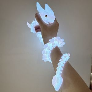 HAF0083 Luminous 3D Printed Horned Dragon Glow in The Dark Simulation Dragon Figurine Decor Joints Movable Dragon Ornament Table Decoration